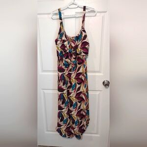 NWT Cato Jumpsuit 14/16w Flowy Jungle Print With Side-to-Side High-Low Hem